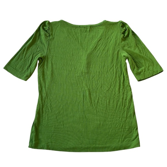 LOFT Roughed Sleeve V-Neck Henley Top Size M Forest Fairy Cottagecore - Picture 3 of 6